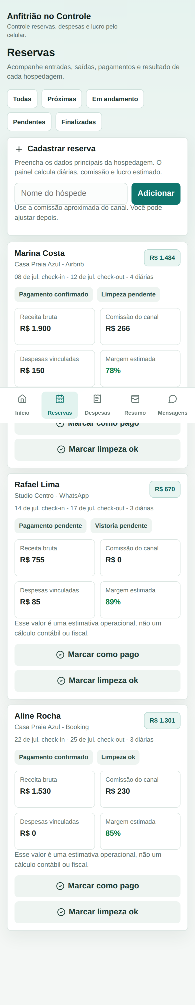 Reservas mobile