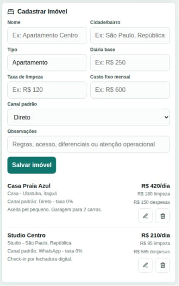 Cadastro de imóveis no Temporada Clara